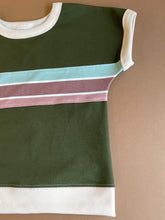 Load image into Gallery viewer, Zion Kids Retro Meadow Striped Applique Organic Dolman Tee