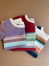 Load image into Gallery viewer, Zion Retro Meadow Stripe Applique Organic Tee